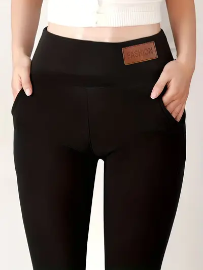 Winter fleece yoga leggings, high waist, warm lined, slimming - 7
