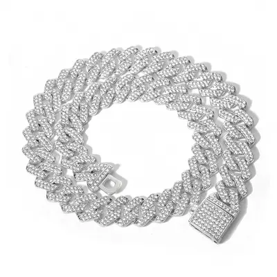 Europa und Amerika Hip-Hop 14MM vollständiger Diamant Raute Kuban Kette Herren Halskette grenzüberschreitend spezielle übertriebene Schlüsselbein Kette Nackenaccesoire - 8