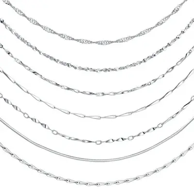 Silver plated neck chain, thin collarbone necklace
