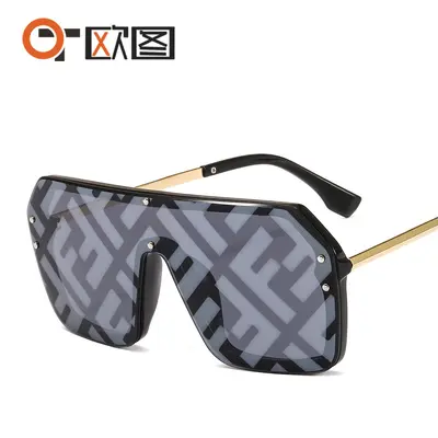 Letter Sunglasses with One-Piece Lenses, Unisex, Personalized Style - 5