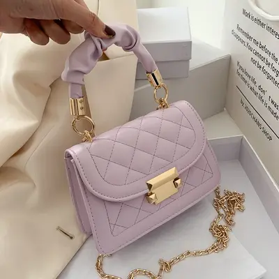 Women's Chain Crossbody Bag, Small Square Design, Korean Style - 8