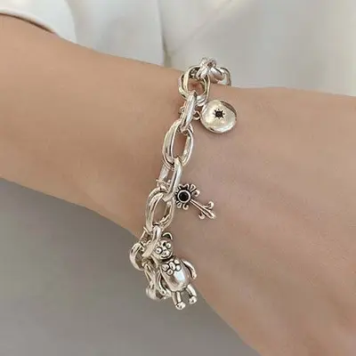 925 gümüş yıldız bilekliği, vintage stil - 8