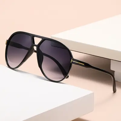 Pilotenbrille mit Buchstaben-T, ovaler Rahmen, Herren - 7