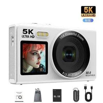 5K HD Digitalkamera, Dual-Display, WLAN, tragbare Vlog-Kamera - 7