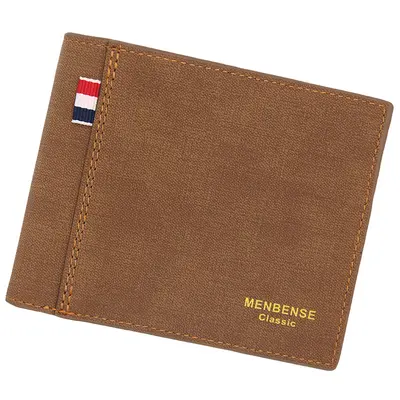 Men's Short Wallet with Multiple Card Slots and Zipper Coin Pocket - 11