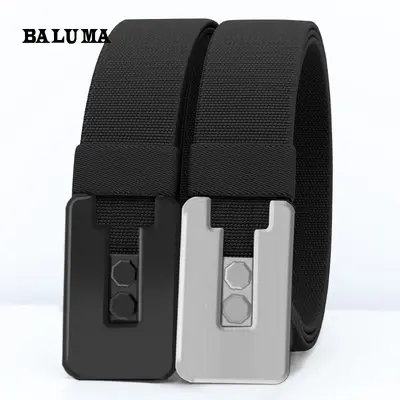 Barroma High-Elastic Canvas Leather Belt Men's Nylon Tactical Waist Belt Fashion Interchange Buckle Belt Versatile Trouser Belt