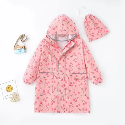 High-quality children's raincoat in one piece, long, waterproof, windproof and snowproof poncho with school bag for boys and girls and small children - 7