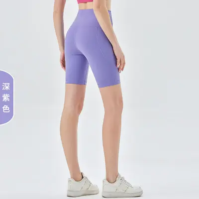 Yüksek Belli Lycra Spor Şortu, Cepli ve Kalça Kaldırıcı, Yaz Modeli - 12