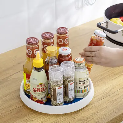 Rotating spice rack multi-functional kitchen organizer spice carousel turntable desktop spice storage shelf
