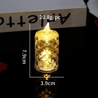 LED dijital mum ışığı gül çayı mumu şeffaf kristal gece lambası evlilik teklifi atmosfer ışığı LED dijital mum - 9