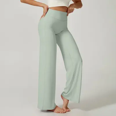 Damen-Outdoor-Freizeithose mit geradem Bein, weite Yogahose - 12