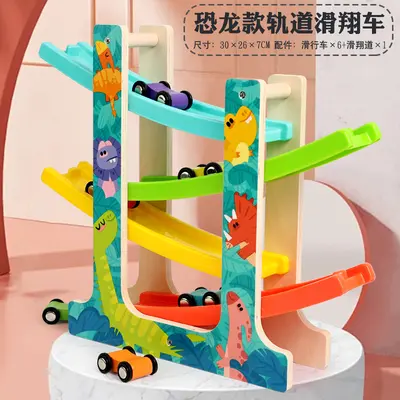 Wooden Animal Gliding Track Car Educational Toy - 12
