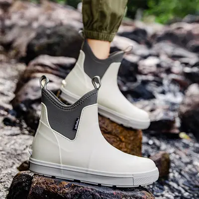 Herren-Regenstiefel braun, wasserdicht, verschleißfest, flach - 2