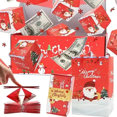 Christmas Surprise Pop-Up Gift Box, Foldable Red Envelope