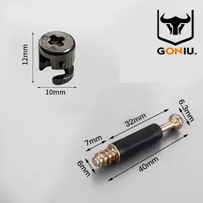 12mm Wardrobe Cabinet Connector, 3-in-1, Quick-Install, Black Eccentric - 11