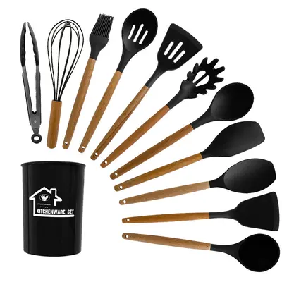 Silikon spatula ve kaşık 12 parçalı set gıda sınıfı silikon spatula yapışmaz silikon spatula ev silikon mutfak eşyaları toptan - 7