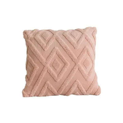Diamond-patterned grid plush pillowcase modern minimalist home decor cushion cover living room solid color sofa pillow cushion - 5