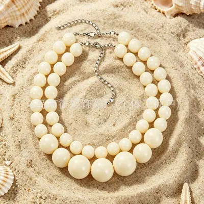 Retro Bohemian Double-Layer Resin Bead Necklace