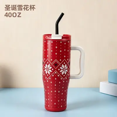 40 Oz Çift İçecekli Paslanmaz Çelik Termos Bardak, Pipetli, Büyük Kapasiteli - 8