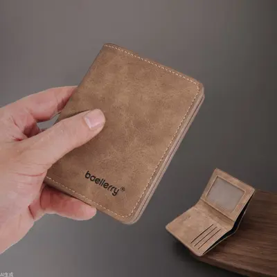 Men's Short Wallet with Student Card Holder, Anti-Theft PU Leather Wallet - 4