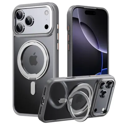 Apple 17Pro cep telefonu kılıfına uygun, 360 derece dönebilen manyetik standlı, iPhone16Promax düşmeye karşı koruyucu kılıf - 10