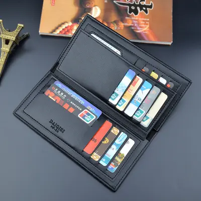 Men's Long Wallet, Slim Vertical Design, Soft Leather, Multi-Card - 4