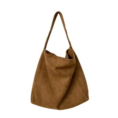 Large Capacity Suede-Look Tote Bag Women's Retro Single Shoulder Bag - 9