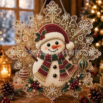 Noel elmas boncuk tablo, el yapımı DIY asma süs, Noel Baba ve Noel ağacı - 9