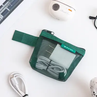 Mesh Zipper Storage Bag Travel Portable Coin Purse Data Cable Earphone Phone Accessories Digital Organizer Cosmetic Bag - 12