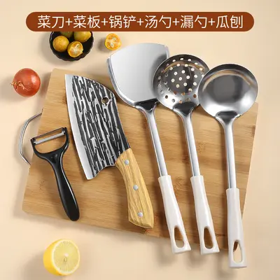 龙泉刀具套装手工锻打刀家用菜刀菜板二合一厨房全套厨具砧板组合 - 7