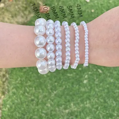 Kadın yapay inci bilezik günlük 4MM-14MM elastik halat bilezik basit Kore versiyonu simüle inci takı