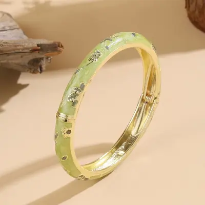 Avrupa ve Amerika Sınır Ötesi Yeni Model Çin Tarzı Küçük Çiçek Cloisonné Bilezik Mine Renkleri İnce Çiçek Vintage Damlama Yağlı Bilezik - 7