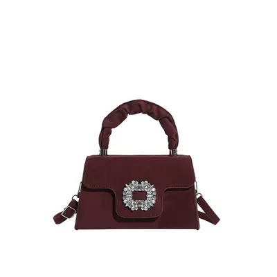 Women's Rhinestone-Studded Small Handbag with Shoulder Strap - 6