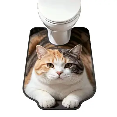 Cute Kitten Diatomite Toilet Mat, Absorbent and Quick-Drying
