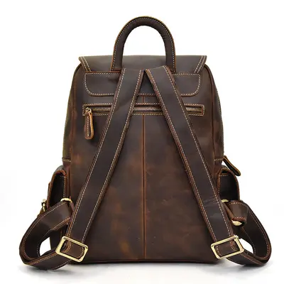 Crazy Horse Leather Vintage Backpack, Genuine Leather, Unisex - 4