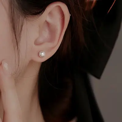 S925 Sterling Silver Stud Earrings Korean Style Mini Heart Design - 12