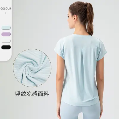 Kadın Yaz Nefes Alabilen Hızlı Kuruyan Kısa Kollu Yoga Tişörtü 32234