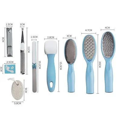 9-Piece Foot Care Set, Stainless Steel Foot File and Pumice Stone