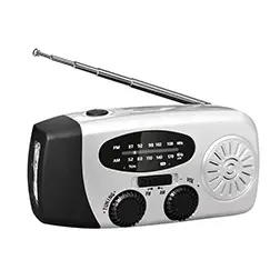 Hand-Crank Emergency Radio, NOAA, 3 LEDs, Solar Powered - 9