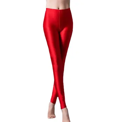Kadın parlak süt ipek yoga taytı, slim fit, dokuz noktalı boy, büyük beden - 5