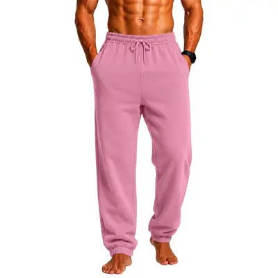 Men's Solid Color Sweatpants, Elastic Waist with Drawstring, Plus Size - 9
