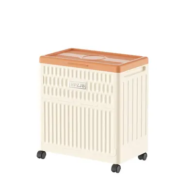 Storage box with wheels, foldable plastic, large capacity organizer
