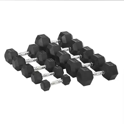 Altıgen Kaplı Dumbell Fitness Eğitim Erkek Kadın Ev Seti Kombinasyon Yurt Bir Çift Fitness Ekipmanı Döküm Demir Dumbell