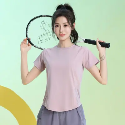 瑜伽服女2025新款运动上衣夏季薄款透气跑步宽松速干健身服短袖
