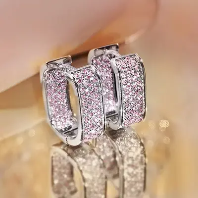 U-shaped copper zirconia ear clips, fashion earrings - 10