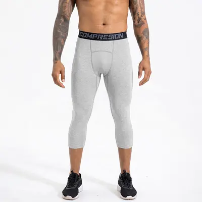Men's Polyester 3/4 Length Compression Leggings, Quick-Dry Sports - 10