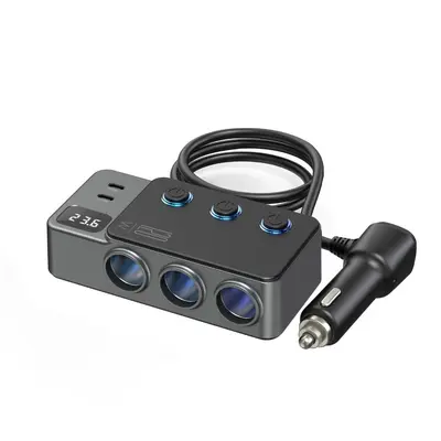 GC06 yeni araba çakmak bir ila üç USB bağımsız anahtar PD süper hızlı şarj 120W araba şarj cihazı
