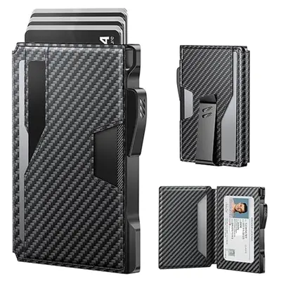 Ultra-Thin Metal Card Holder, Carbon Fiber RFID Blocking Men's Wallet - 5