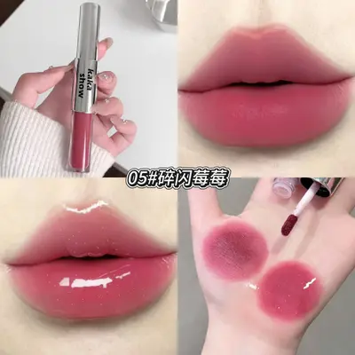 Kakashow Powder-Effect Dual-Head Lip Glaze, Fine Silky Smooth, Brightening Water-Light Mirror Gloss, Dual Texture Lipstick, Cross-Border Cosmetics - 10