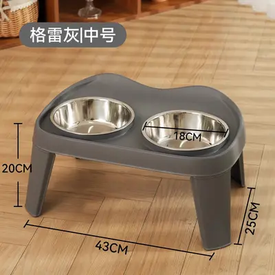 Stainless Steel Elevated Double Dog Bowl for Medium and Large Dogs - 7